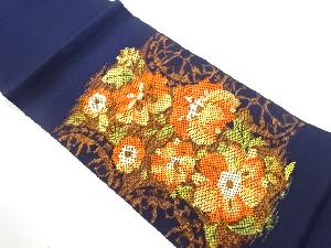 手織り紬草花模様織出し名古屋帯